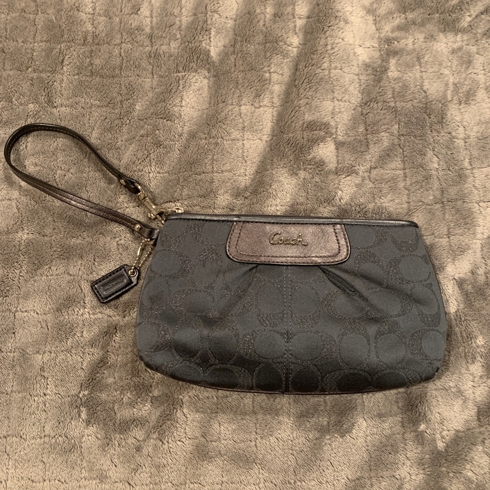 Coach Signature C Dark Grey Wristlet Wallet Bag
